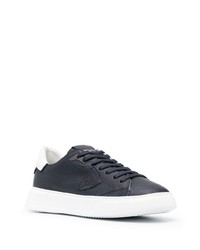 dunkelblaue Leder niedrige Sneakers von Philippe Model Paris