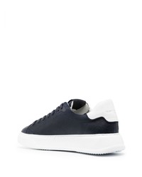 dunkelblaue Leder niedrige Sneakers von Philippe Model Paris