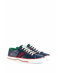 dunkelblaue Leder niedrige Sneakers von Gucci