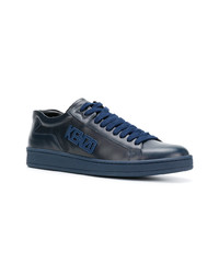 dunkelblaue Leder niedrige Sneakers von Kenzo