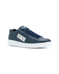 dunkelblaue Leder niedrige Sneakers von Kenzo