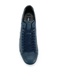 dunkelblaue Leder niedrige Sneakers von Kenzo