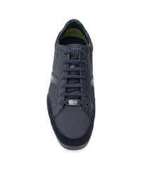 dunkelblaue Leder niedrige Sneakers von BOSS HUGO BOSS