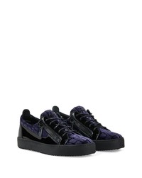 dunkelblaue Leder niedrige Sneakers von Giuseppe Zanotti