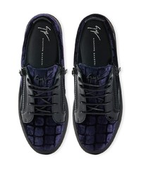 dunkelblaue Leder niedrige Sneakers von Giuseppe Zanotti