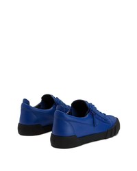 dunkelblaue Leder niedrige Sneakers von Giuseppe Zanotti