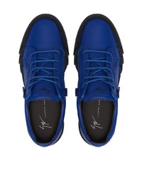 dunkelblaue Leder niedrige Sneakers von Giuseppe Zanotti