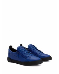 dunkelblaue Leder niedrige Sneakers von Giuseppe Zanotti