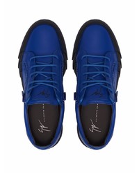 dunkelblaue Leder niedrige Sneakers von Giuseppe Zanotti