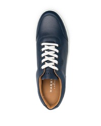 dunkelblaue Leder niedrige Sneakers von Harrys Of London