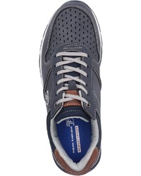 dunkelblaue Leder niedrige Sneakers von Tom Tailor