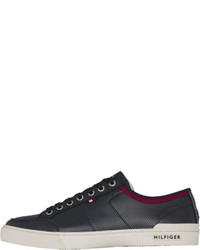 dunkelblaue Leder niedrige Sneakers von Tommy Hilfiger