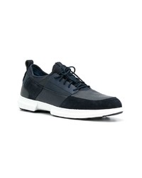 dunkelblaue Leder niedrige Sneakers von Geox