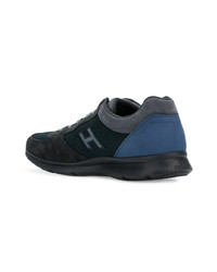 dunkelblaue Leder niedrige Sneakers von Hogan