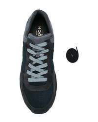 dunkelblaue Leder niedrige Sneakers von Hogan