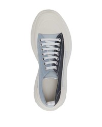 dunkelblaue Leder niedrige Sneakers von Alexander McQueen