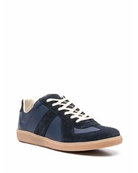 dunkelblaue Leder niedrige Sneakers von Maison Margiela