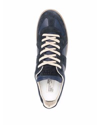 dunkelblaue Leder niedrige Sneakers von Maison Margiela