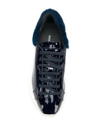 dunkelblaue Leder niedrige Sneakers von Manuel Barceló