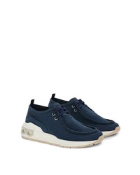 dunkelblaue Leder niedrige Sneakers von Ferragamo