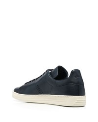 dunkelblaue Leder niedrige Sneakers von Tom Ford