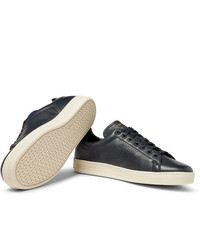 dunkelblaue Leder niedrige Sneakers von Tom Ford