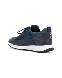 dunkelblaue Leder niedrige Sneakers von Alexander Smith