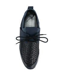 dunkelblaue Leder niedrige Sneakers von Alexander Smith