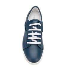 dunkelblaue Leder niedrige Sneakers von Bottega Veneta