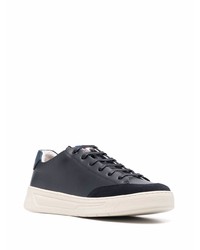 dunkelblaue Leder niedrige Sneakers von BOSS