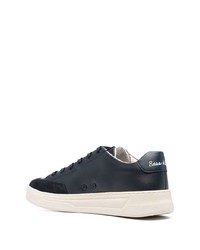 dunkelblaue Leder niedrige Sneakers von BOSS