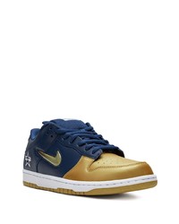 dunkelblaue Leder niedrige Sneakers von Nike