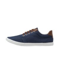 dunkelblaue Leder niedrige Sneakers von YOURTURN