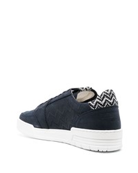 dunkelblaue Leder niedrige Sneakers von Missoni