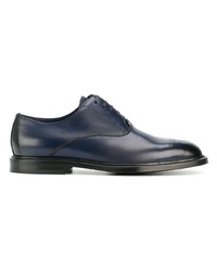 dunkelblaue Leder Oxford Schuhe von Dolce & Gabbana