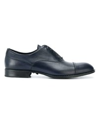 dunkelblaue Leder Oxford Schuhe von Versace