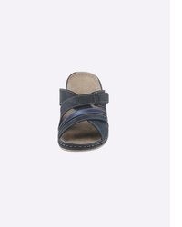 dunkelblaue Leder Pantoletten von airsoft modern+