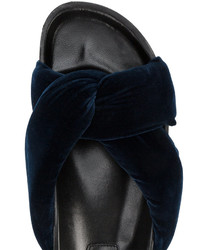 dunkelblaue Leder Pantoletten von Chloé