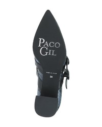 dunkelblaue Leder Pumps mit Schlangenmuster von Paco Gil