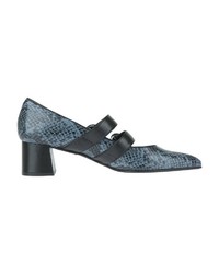 dunkelblaue Leder Pumps mit Schlangenmuster von Paco Gil