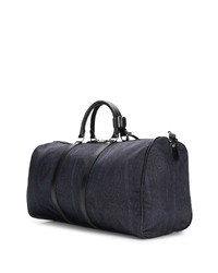 dunkelblaue Leder Reisetasche mit Paisley-Muster von Etro