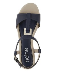 dunkelblaue Leder Sandaletten von Heine