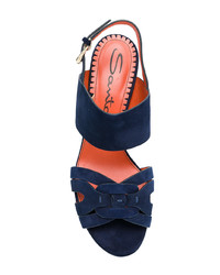 dunkelblaue Leder Sandaletten von Santoni
