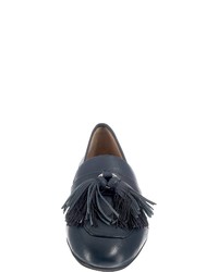 dunkelblaue Leder Slipper mit Quasten von Unisa