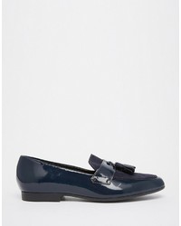 dunkelblaue Leder Slipper von Asos