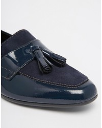 dunkelblaue Leder Slipper von Asos