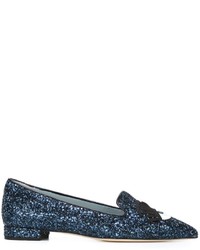 dunkelblaue Leder Slipper von Chiara Ferragni