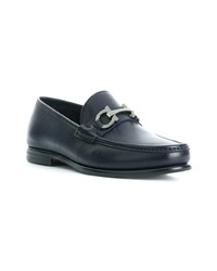 dunkelblaue Leder Slipper von Salvatore Ferragamo