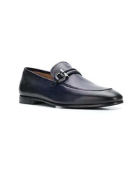 dunkelblaue Leder Slipper von Salvatore Ferragamo