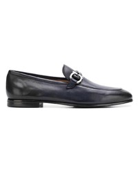 dunkelblaue Leder Slipper von Salvatore Ferragamo